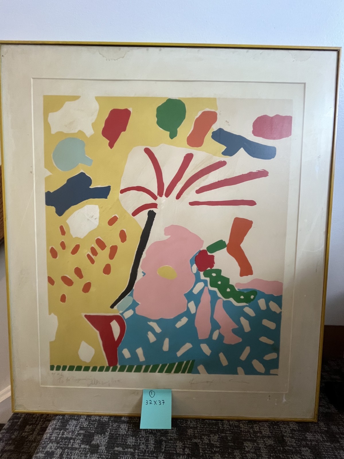 1981 Knox Martin Flowers 6 Signed Screenprint Modernist Abstract Still Life Ar