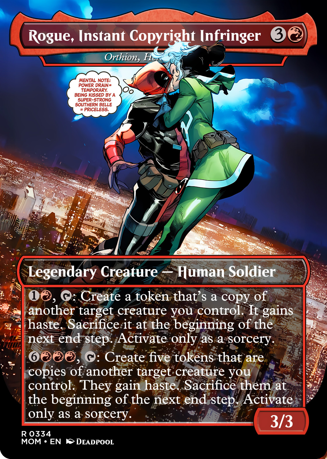 Orthion, Hero of Lavabrink – Rogue – Deadpool Foil sticker MTG Marvel Commander