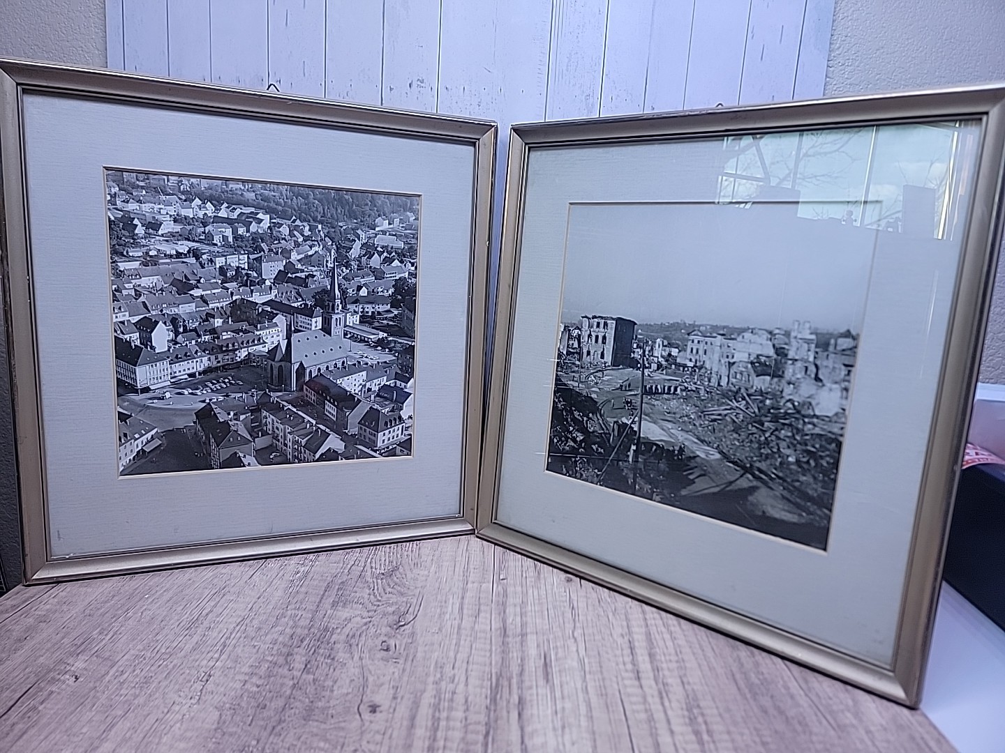 Vintage Zweibrücken Germany 1945 & 1965 Framed Photo Prints 14×14 Set of 2