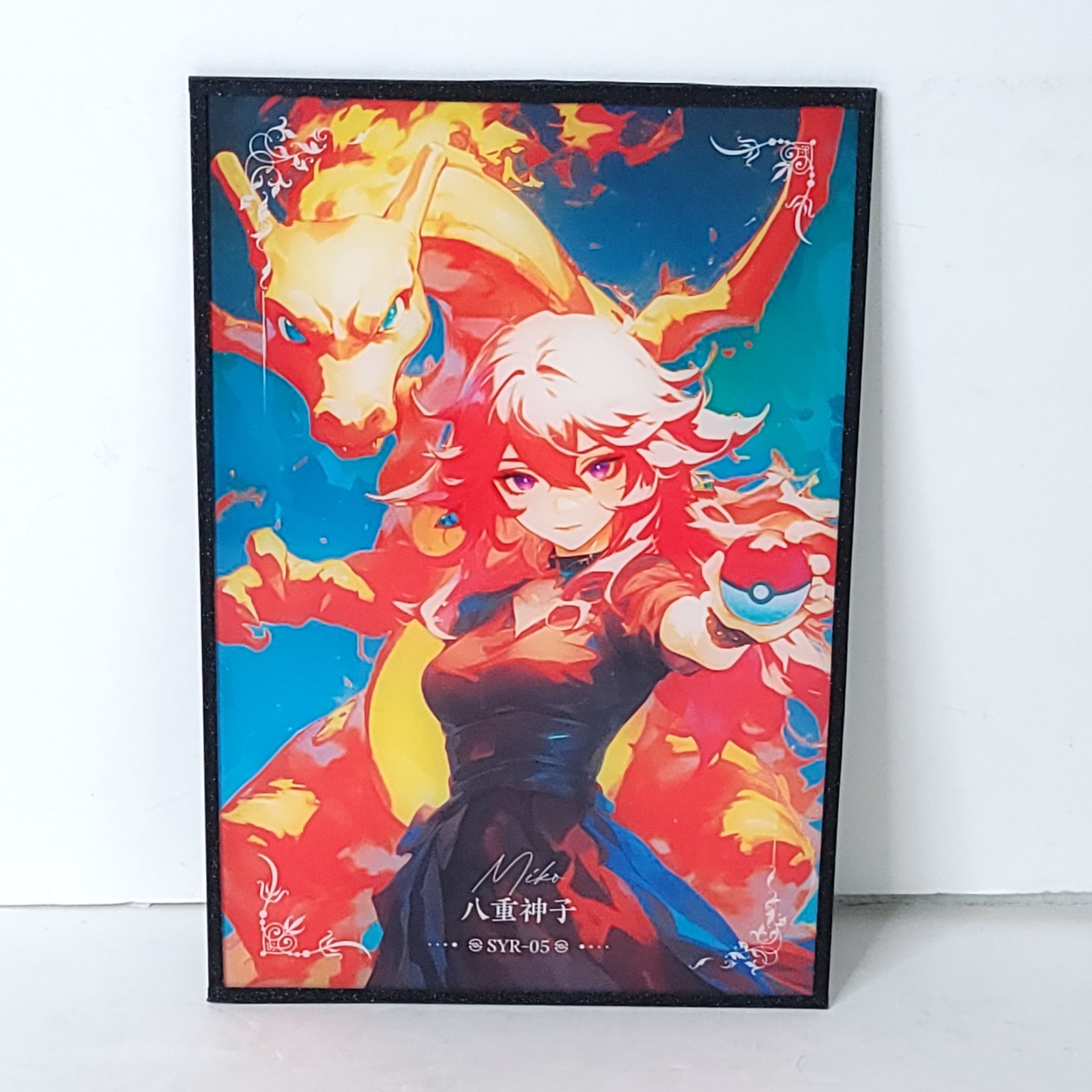Yae Miko Charizard Pokemon Waifu Card Anime Girl Wall Art Oversized Board A5