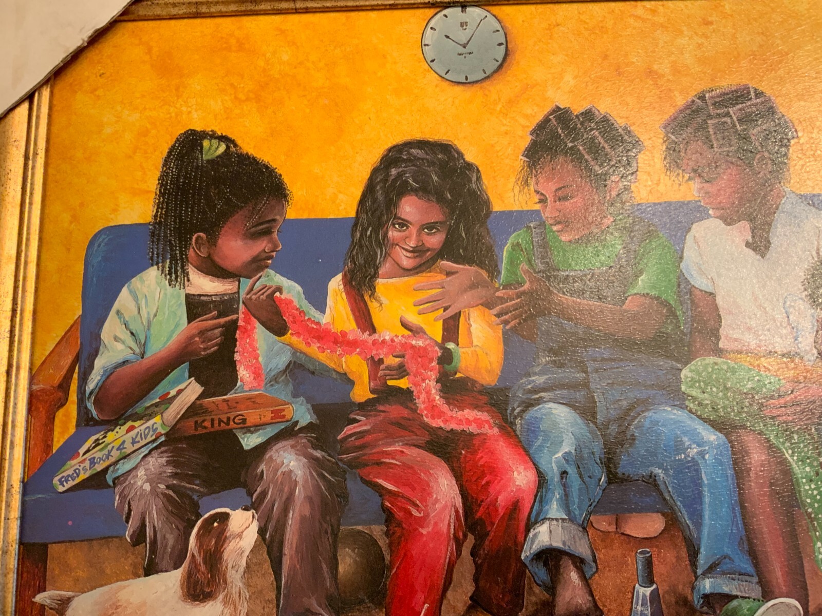 Framed print on board African American girls 12×15 new