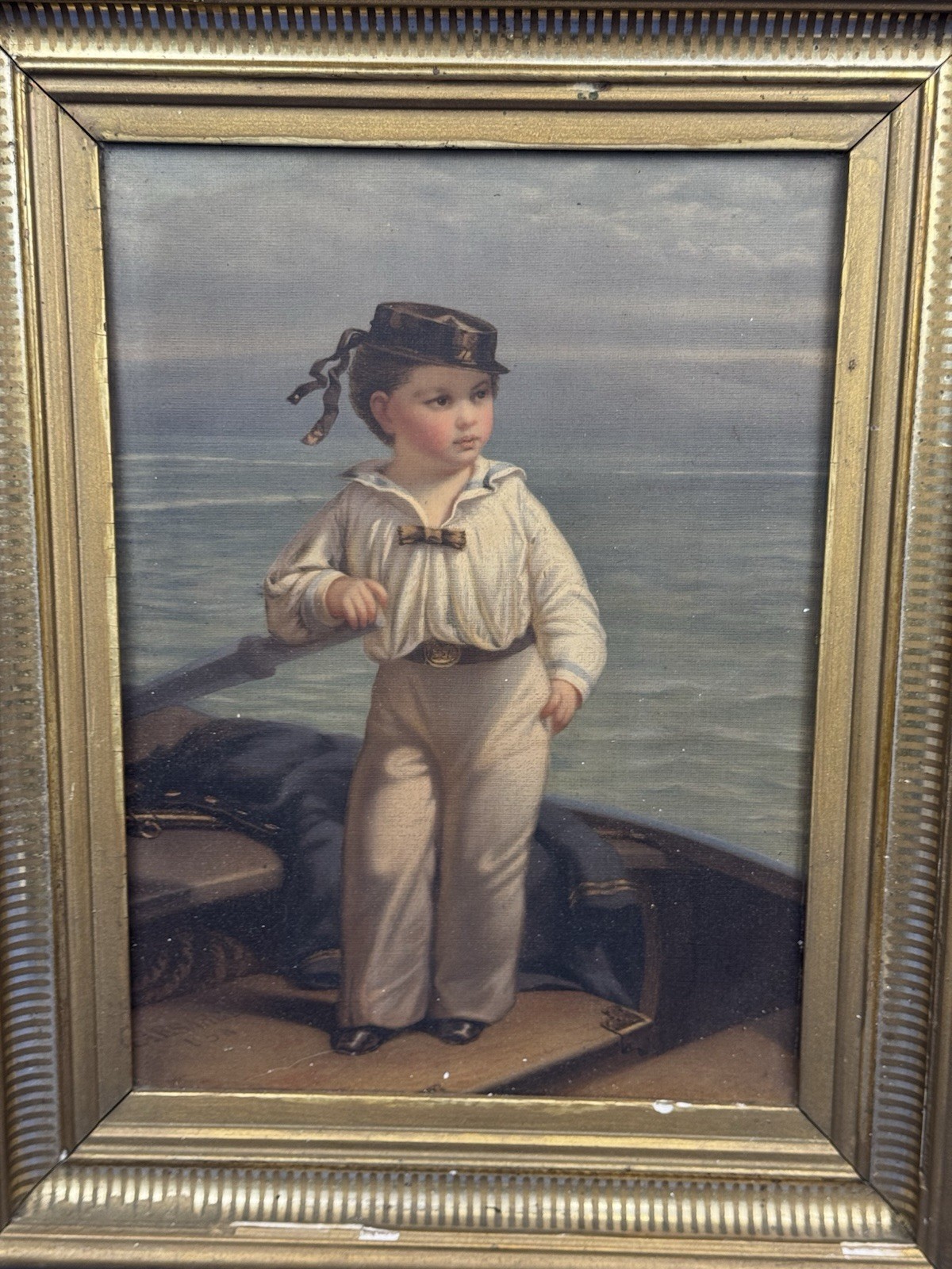 1872 Chromolithograph “The Young Commodore” Louis Prang & Co., Original LABELS