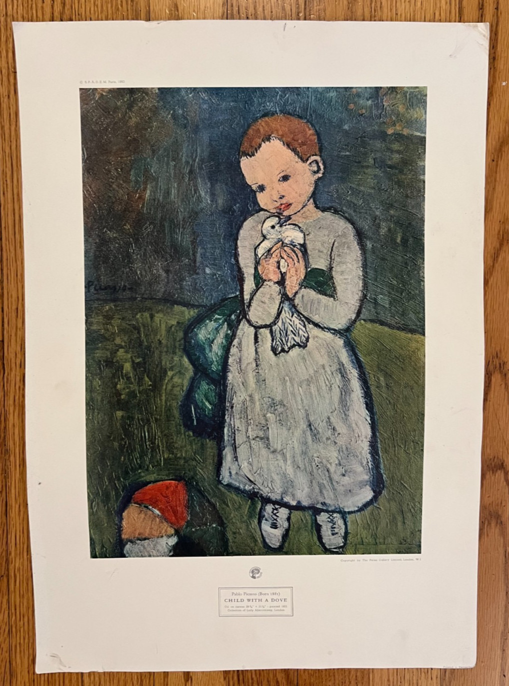 VTG 1963 Pablo Picasso Child With Dove Print S.P.A.D.E.M. Licensed 19.5″ x 14″