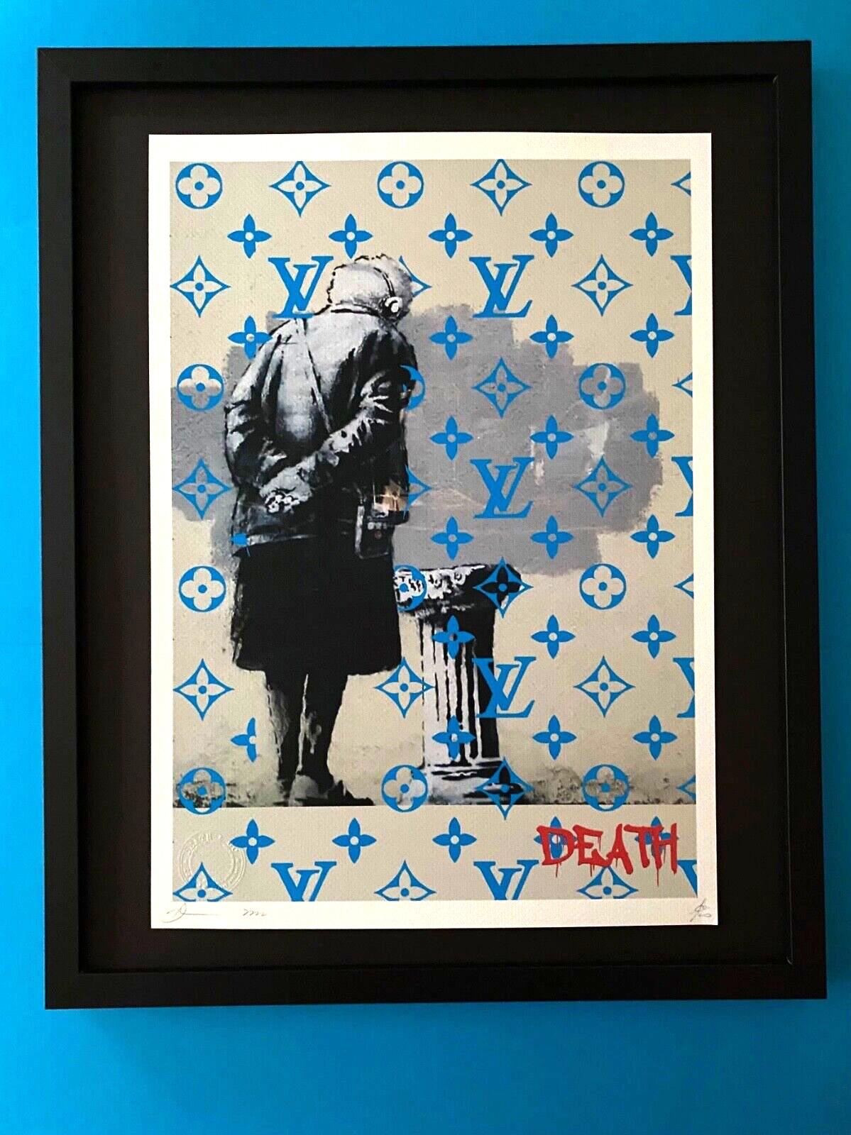 DEATH NYC Hand Signed LARGE Print Framed 16x20in COA BANKSY GRAFFITI B