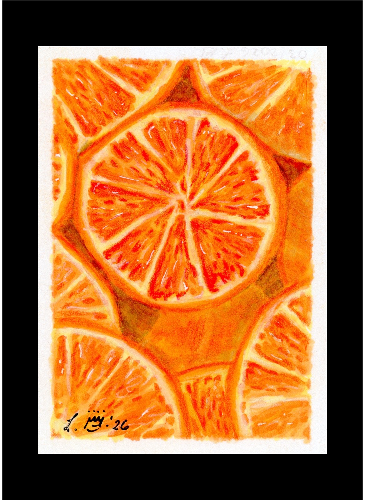 ACEO Print of Original Mixed Media on Archival Paper, Fruit, 3.5 x 2.5 By Lynn