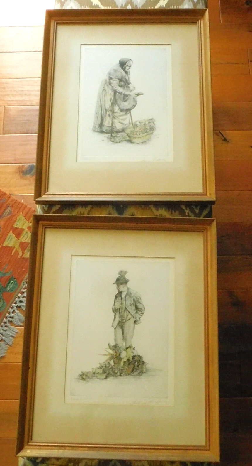 VINTAGE SIGNED PAUL GEISSLER GEMUSE FRAU MAN and WOMAN VEGETABLE SELLER- FRAMED