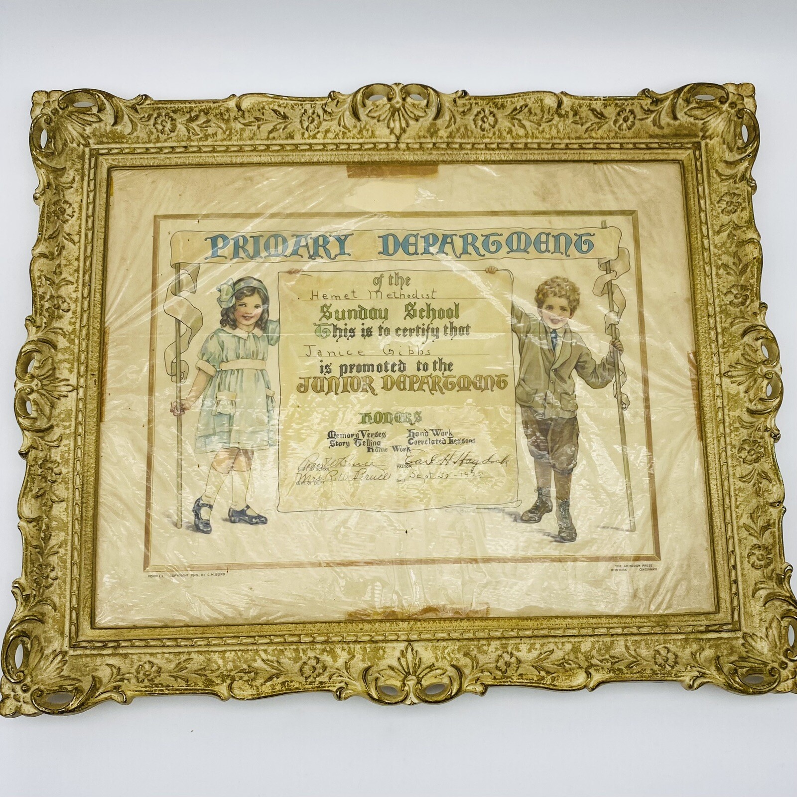 Vintage TMC Chicago Hollywood Regency Framed Certificate Dated 1928