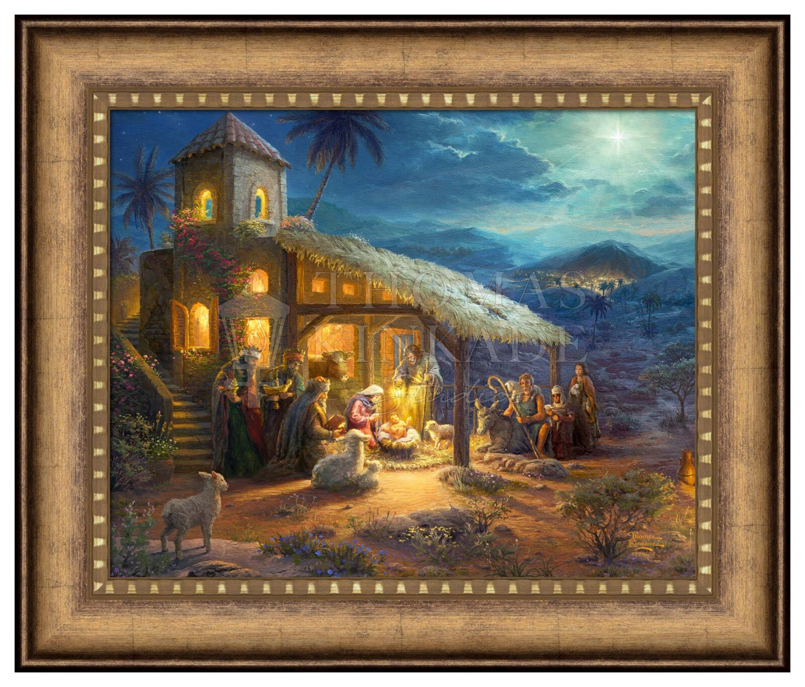 Thomas Kinkade Studios The Nativity 16 x 20 Brushstroke Vignette Framed
