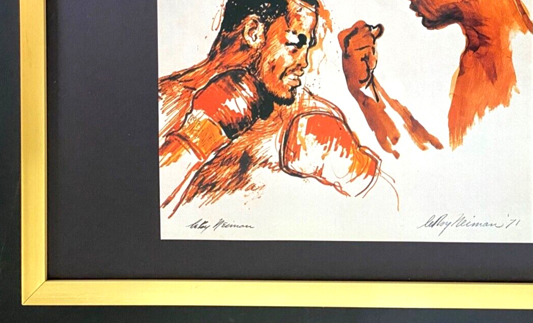 LEROY NEIMAN + ALI – FRAZIER + CIRCA 1970’S + SIGNED PRINT FRAMED